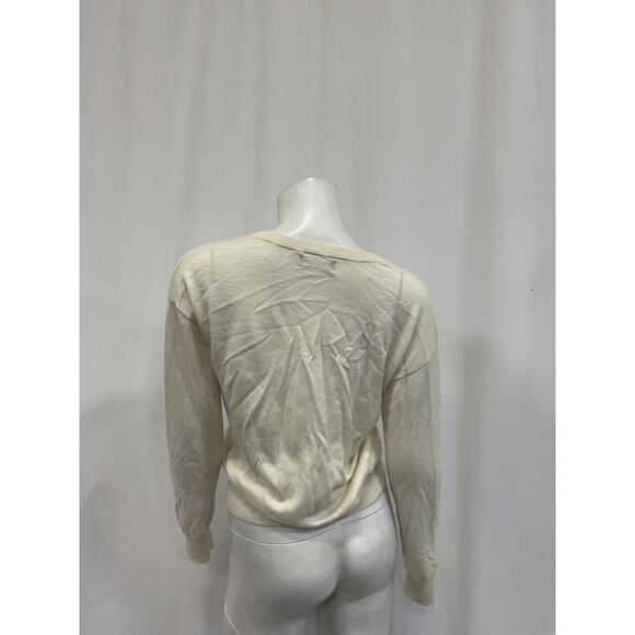 Naadam 'Fancy' White Cashmere V-Neck Sweater Size S - Picture 3 of 5